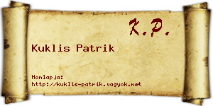Kuklis Patrik névjegykártya